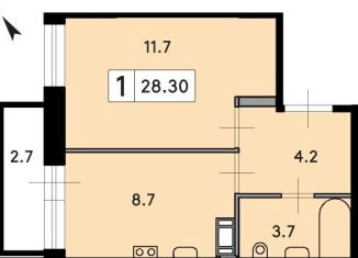 Продажа 1-комнатной квартиры, 28.3 м2, деревня Скотное, Рождественская улица, 1к2, ЖК Ёлки Вилладж