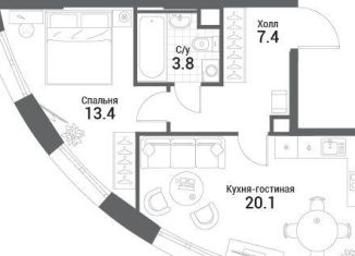 Продается 1-комнатная квартира, 44.7 м2, Москва, жилой комплекс Нагатино Ай-Ленд, к1, метро Технопарк