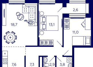 Продам квартиру свободная планировка, 65.6 м2, Уфа, Октябрьский район, улица Энтузиастов, 7