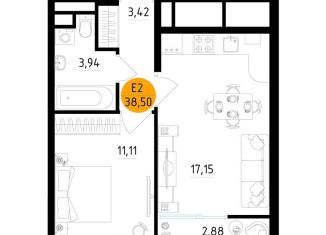 Продажа 1-комнатной квартиры, 38.5 м2, Рязань