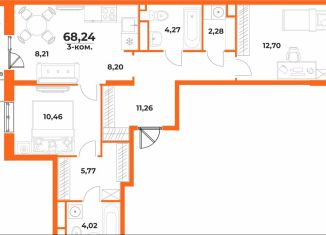 Продажа трехкомнатной квартиры, 68.2 м2, Хабаровский край