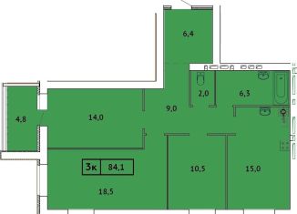 Продается трехкомнатная квартира, 84.1 м2, Ивановская область