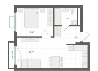 Продаю 1-комнатную квартиру, 38.3 м2, Екатеринбург, Ленинский район