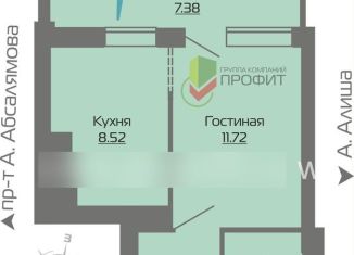 Продам 1-ком. квартиру, 31.8 м2, Татарстан