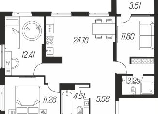 Продается 3-комнатная квартира, 77.1 м2, Тульская область