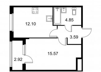 Продаю 1-комнатную квартиру, 37.6 м2, Колпино