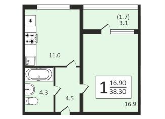 Продаю 1-ком. квартиру, 38.3 м2, Воронеж, Центральный район, улица Загоровского, 9/1