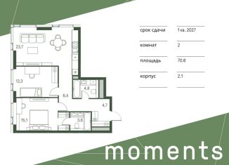 Продается 2-комнатная квартира, 70.6 м2, Москва, СЗАО, жилой комплекс Моментс, к2.1