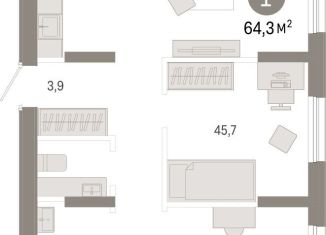 1-ком. квартира на продажу, 64.3 м2, Тюмень