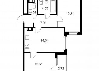 Продается двухкомнатная квартира, 56.3 м2, Колпино