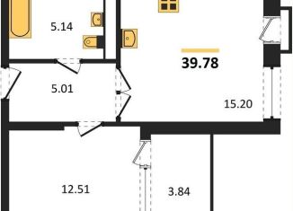 Однокомнатная квартира на продажу, 39.8 м2, Воронеж, набережная Чуева, 7