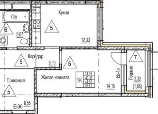 Продажа 1-комнатной квартиры, 45 м2, Воронеж, набережная Чуева, 7