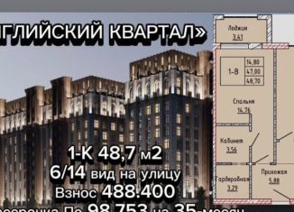 Квартира на продажу свободная планировка, 48.7 м2, Ростов-на-Дону, улица Ерёменко, 94/1, ЖК Английский Квартал