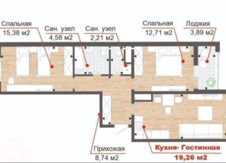 3-ком. квартира на продажу, 75 м2, Анапа, Супсехское шоссе, 39к11, ЖК Южный квартал