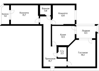 3-комнатная квартира на продажу, 95 м2, Краснодар, Восточно-Кругликовская улица, 22/3, микрорайон Панорама