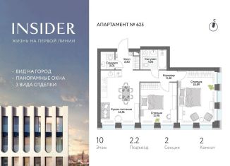 Продается 2-ком. квартира, 56.5 м2, Москва, Даниловский район, Автозаводская улица, 24к1