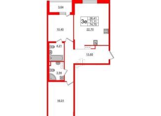 Продажа двухкомнатной квартиры, 71.1 м2, Санкт-Петербург, метро Чёрная речка, набережная Чёрной речки, 9