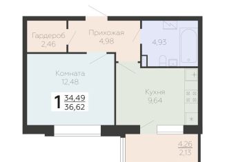 Продам 1-ком. квартиру, 36.6 м2, Воронеж, Центральный район