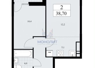 Продается 1-ком. квартира, 39 м2, посёлок Коммунарка, улица Александры Монаховой, 5к3, ЖК Зелёная Линия