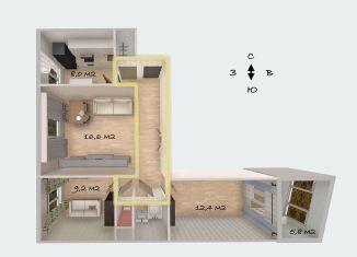 Продажа 3-комнатной квартиры, 60.3 м2, Москва, Воронежская улица, 34к4, метро Зябликово