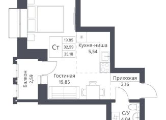 Продажа квартиры студии, 32.6 м2, Новосибирск