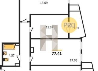 Продам 3-ком. квартиру, 77.4 м2, Ростов-на-Дону, улица 23-я Линия, 54с7, ЖК Город у Реки