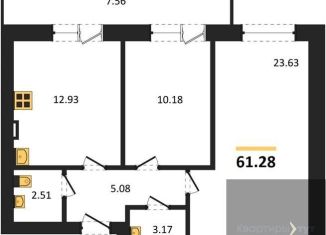 Продам 2-комнатную квартиру, 61.3 м2, Отрадненское сельское поселение