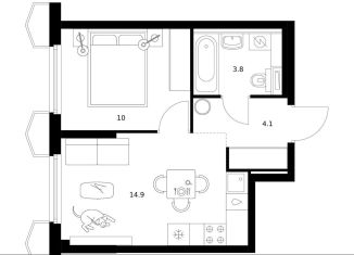 Продается 1-комнатная квартира, 32.8 м2, Москва, САО