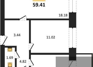 Двухкомнатная квартира на продажу, 59.4 м2, Воронежская область