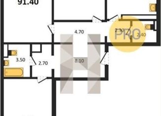 Продаю трехкомнатную квартиру, 91.4 м2, Воронеж, Центральный район, улица Шишкова, 140Б/16