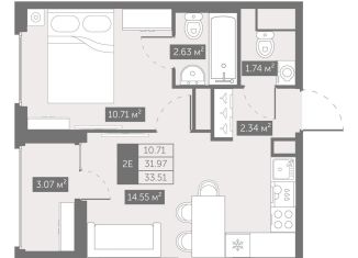 Продажа 1-комнатной квартиры, 33.5 м2, Санкт-Петербург