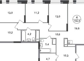 Продам четырехкомнатную квартиру, 102.4 м2, Москва