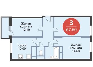 3-комнатная квартира на продажу, 67.6 м2, Московская область, жилой комплекс Новое Медведково, к35