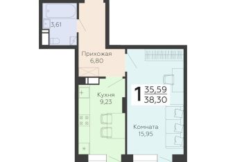 Продаю 1-комнатную квартиру, 38.3 м2, Воронеж, Коминтерновский район, Покровская улица, 19