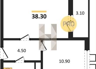 Однокомнатная квартира на продажу, 38.3 м2, Воронеж, Центральный район, улица Шишкова, 140Б/6