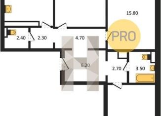 Трехкомнатная квартира на продажу, 85.9 м2, Воронеж, улица Шишкова, 140Б/16