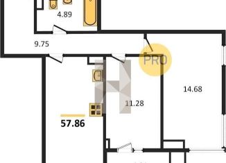 Продажа двухкомнатной квартиры, 57.9 м2, Ростов-на-Дону, улица Ларина, 45с8