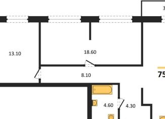 Продается 2-ком. квартира, 75.5 м2, Новосибирск