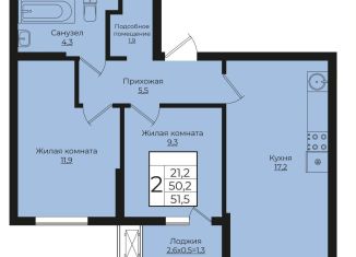 Продается 2-комнатная квартира, 51.5 м2, Краснодарский край, жилой комплекс Европа Клубный Квартал 6, лит1