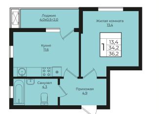 1-ком. квартира на продажу, 36.2 м2, Краснодарский край, жилой комплекс Европа Клубный Квартал 6, лит1