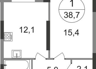 Продается 1-комнатная квартира, 38.7 м2, деревня Рассказовка, 2-я Боровская улица, 1