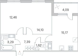 Продам 2-ком. квартиру, 56.1 м2, посёлок Шушары