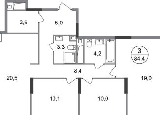 Продаю 3-комнатную квартиру, 84.4 м2, Москва