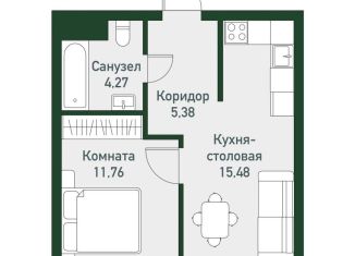 2-комнатная квартира на продажу, 36.8 м2, посёлок Западный