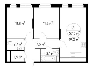 Продаю двухкомнатную квартиру, 57.4 м2, Московский, ЖК Первый Московский