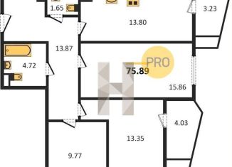 3-ком. квартира на продажу, 75.9 м2, Ростов-на-Дону, улица 23-я Линия, 54с12, ЖК Город у Реки