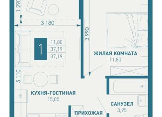 Однокомнатная квартира на продажу, 37.2 м2, посёлок Берёзовый