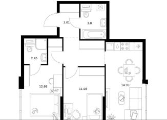 Продам 2-комнатную квартиру, 53.4 м2, Москва, метро Ховрино, жилой комплекс Бусиновский Парк, 1.4