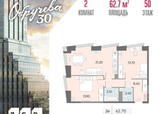 Продажа 2-ком. квартиры, 62.7 м2, Москва, ЮЗАО, жилой комплекс Обручева 30, к1