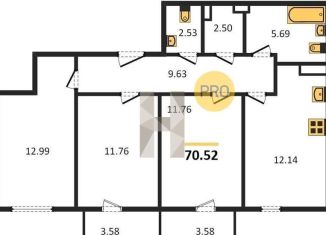 Продается трехкомнатная квартира, 70.5 м2, Ростов-на-Дону, улица 23-я Линия, 54с12, ЖК Город у Реки